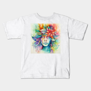 Watercolor Tropical Woman #2 Kids T-Shirt